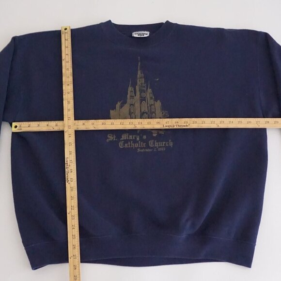 '93 Lee Heavyweight Navy Gold St Mary's Catholic Church Crewneck Sweater 3X - Picture 3 of 10